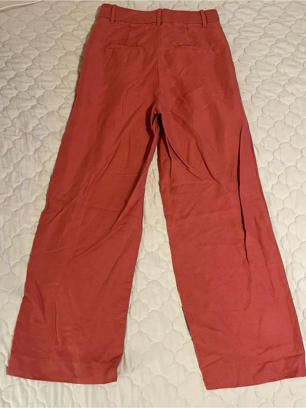 Aritzia Wilfred Pink Coral The Effortless Pants Linen Tailor High Waist Trousers